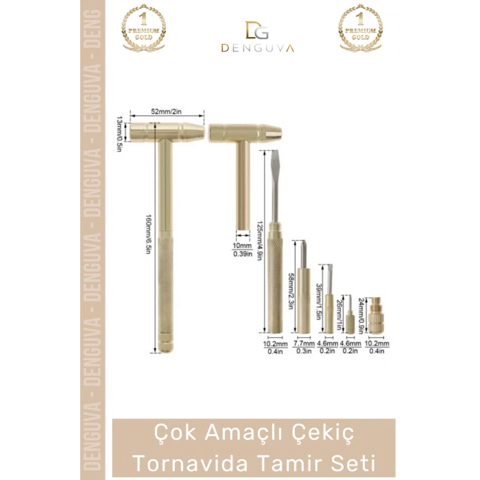 #TamirSeti 5 in 1 Çok Amaçlı Taşınabilir Ergonomik Kompakt Ev Araç Saat Çekiç Tornavida Tamir Seti