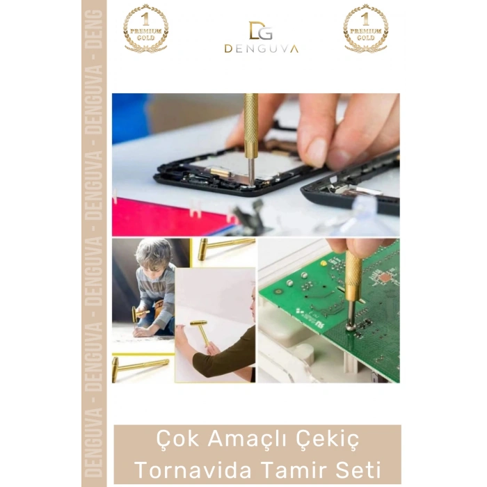 #TamirSeti 5 in 1 Çok Amaçlı Taşınabilir Ergonomik Kompakt Ev Araç Saat Çekiç Tornavida Tamir Seti