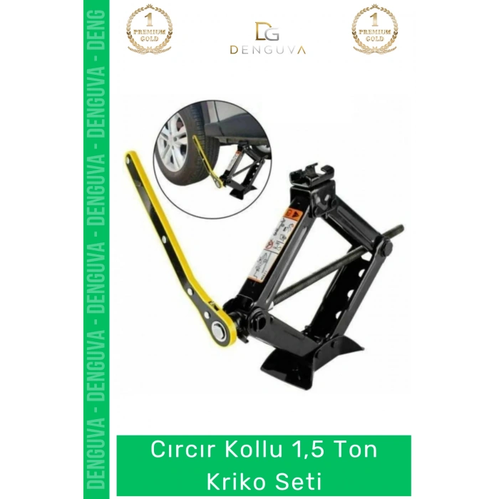 #KrikoSeti 1500 KG Akordiyon Makaslı Mekanik Cırcır Kollu Profesyonel Bijon Anahtarlı Kriko Set