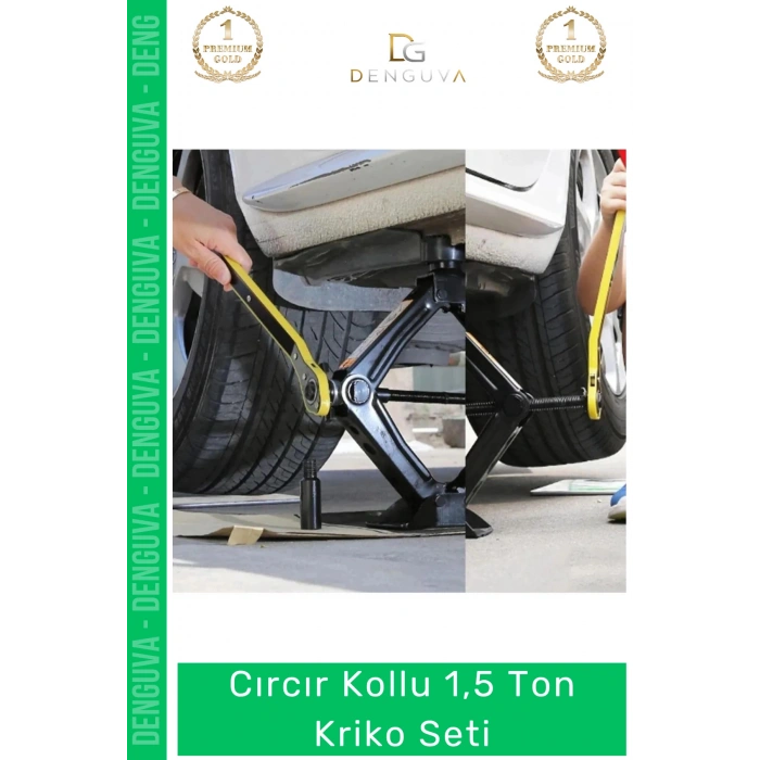 #KrikoSeti 1500 KG Akordiyon Makaslı Mekanik Cırcır Kollu Profesyonel Bijon Anahtarlı Kriko Set