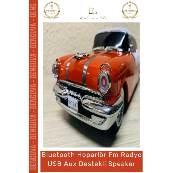 #NostaljikHoparlör Ultratekno WS598BT Pontiac 1955 Nostaljik Bluetooth Radyo USB Aux Destekli Speaker