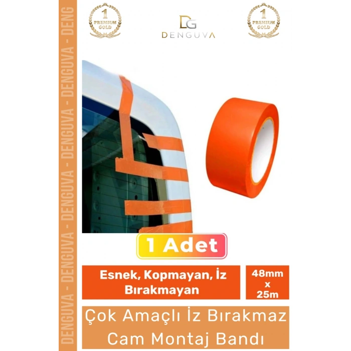 #MontajBandı Turuncu PVC İz Bırakmaz 50MM 30 Metre Oto Ev Ofis Cam Montaj Sabitleme Bandı 1 Adet