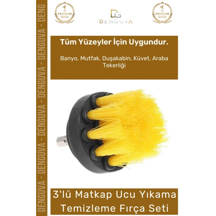 #FırçaSeti 3lü Banyo Küvet Fayans Araba Tekerliği Koltuk Yıkama Matkap Ucu Temizleme Fırçası Seti