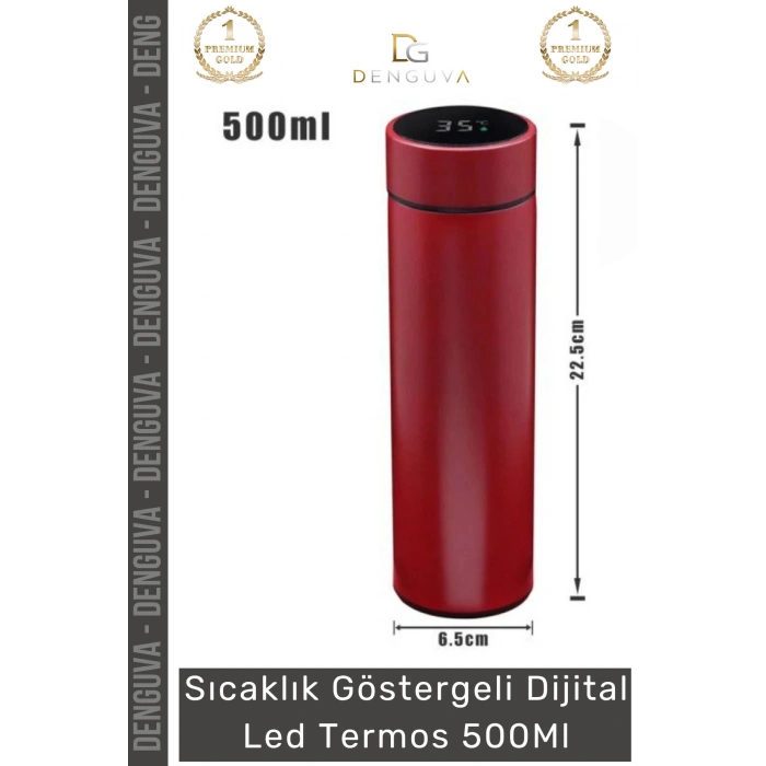 #LedTermos Çelik Sızdırmaz Filtreli Dokunmatik Akıllı Isı Göstergeli Dijital Led Termos 500 Ml