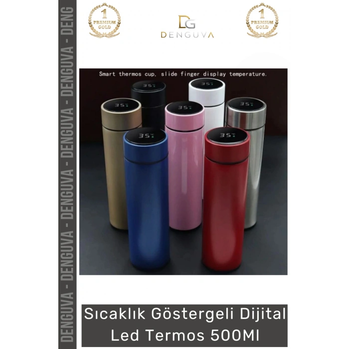 #LedTermos Çelik Sızdırmaz Filtreli Dokunmatik Akıllı Isı Göstergeli Dijital Led Termos 500 Ml