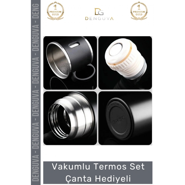 #ÇelikTermos Vakumlu Çelik Termos Bardaklı Kamp ğcılık Piknik Isı Koruyucu Set Çanta Hediyeli 550 Ml