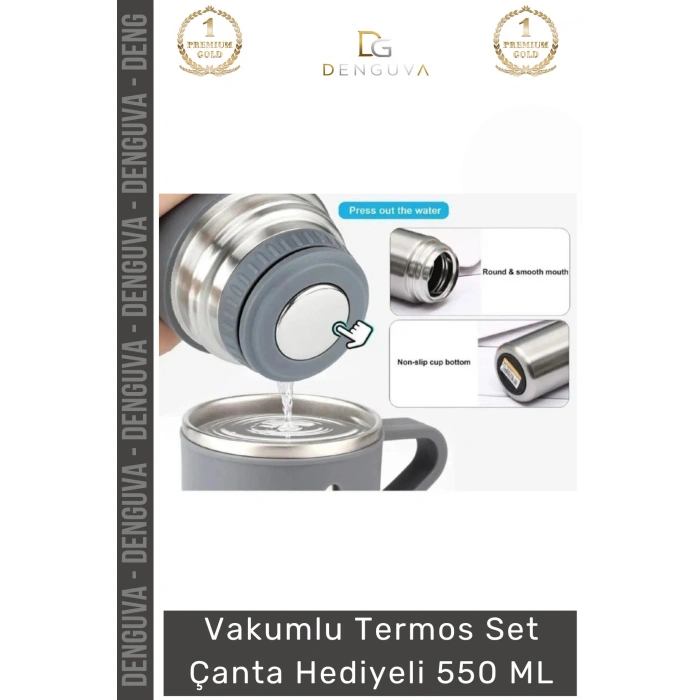 #ÇelikTermos Çelik Termos Vakumlu Isı Koruyan Kamp Outdoor Bardaklı Set Çanta Hediyeli 550 Ml