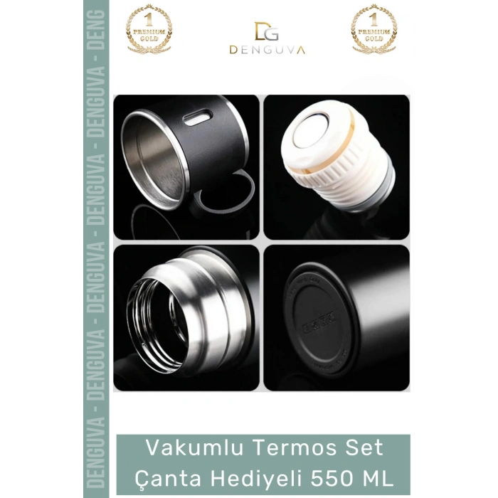 #ÇelikTermos Isı Korumalı Sızdırmaz Vakumlu Paslanmaz Çelik Termos Set Çanta Hediyeli 550 Ml