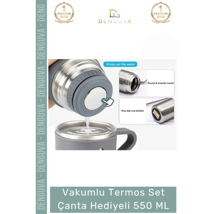#ÇelikTermos Isı Korumalı Sızdırmaz Vakumlu Paslanmaz Çelik Termos Set Çanta Hediyeli 550 Ml