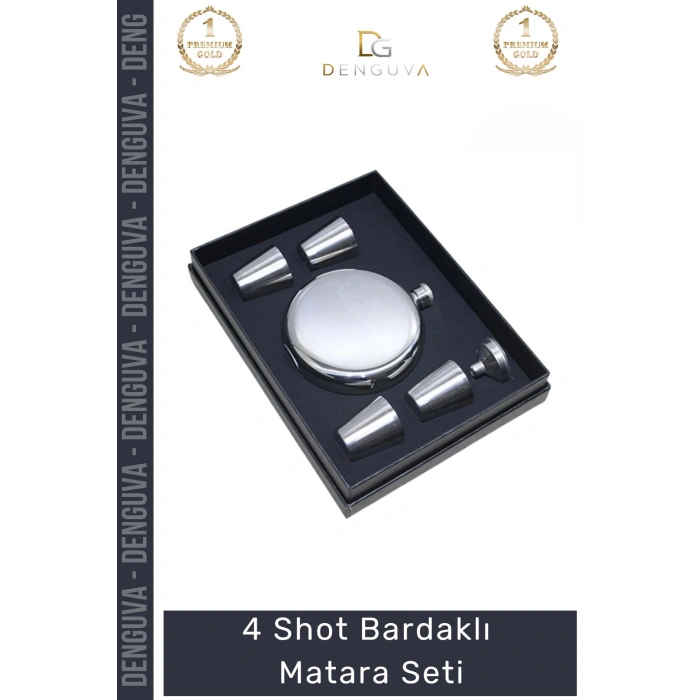 #ShotTermos Çelik Kahve Soğuk Tutucu Şık Dayanıklı Tasarım 1 Matara 4 Shot Bardak Hediye Seti