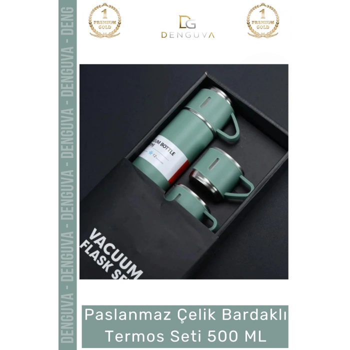 #BardaklıTermos Paslanmaz 304 Vakumlu Yalıtımlı Sızdırmaz Kamp Ofis Çelik Bardaklı Termos Seti 500 ML