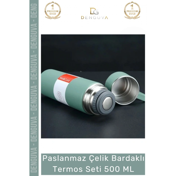#BardaklıTermos Paslanmaz 304 Vakumlu Yalıtımlı Sızdırmaz Kamp Ofis Çelik Bardaklı Termos Seti 500 ML