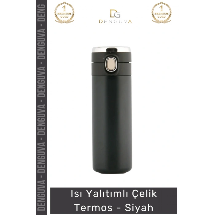 #Termos Çift Katmanlı Vakum İzolasyonlu Sızdırmaz Kapak Paslanmaz Matara Çelik Termos Siyah