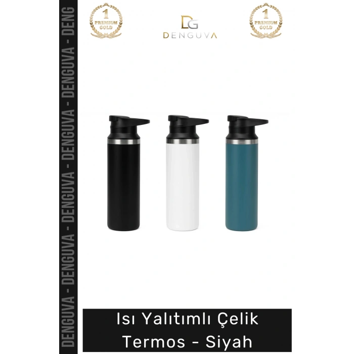 #Termos Paslanmaz Çelik Çift Katmanlı Vakum İzolasyonlu Mat Tasarım Spor Çelik Termos Siyah