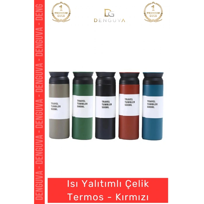 #Termos Sızdırmaz Isı Yalıtımlı Vakumlu Paslanmaz Dayanıklı Şık Spor Modern Çelik Termos Kırmızı