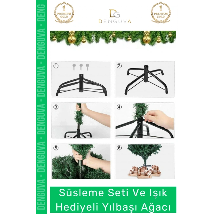 #NoelPaketi Lüks Sık Yapraklı Yeşil Çam Ağacı Kaliteli Yılbaşı Dekorasyon Noel Paketi 120 Cm 123 Dal