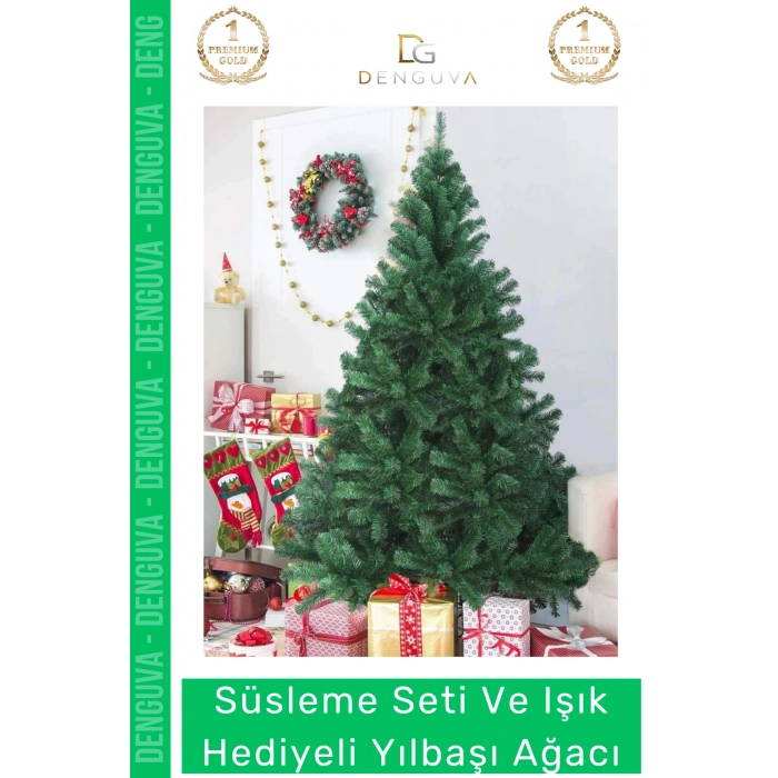 #NoelPaketi Lüks Sık Yapraklı Yeşil Çam Ağacı Kaliteli Yılbaşı Dekorasyon Noel Paketi 120 Cm 123 Dal