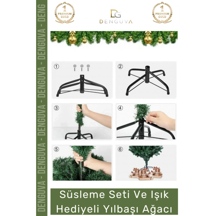 #NoelPaketi Lüks Yılbaşı Çam Ağacı Dekoratif Yapay Yeşil Sık Dallı Modern Noel Paketi 240 Cm 600 Dal