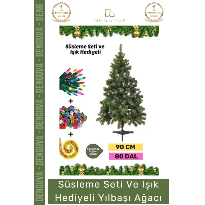 #NoelPaketi Kaliteli Sık Yapraklı Yeşil Yılbaşı Çam Ağacı Dekoratif Yeni Yıl Noel Paketi 90 Cm 80 Dal