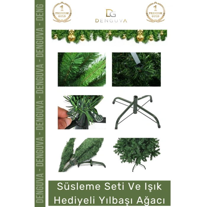 #NoelPaketi Lüks Dekoratif Sık Dallı Kaliteli Yeşil Yılbaşı Çam Ağacı Noel Paketi 150 Cm 220 Dal