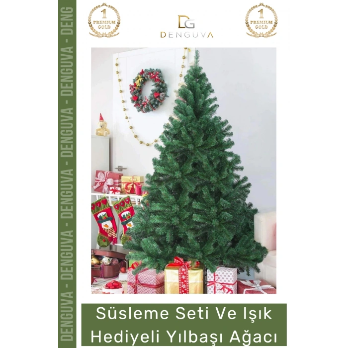 #NoelPaketi Lüks Dekoratif Sık Dallı Kaliteli Yeşil Yılbaşı Çam Ağacı Noel Paketi 150 Cm 220 Dal