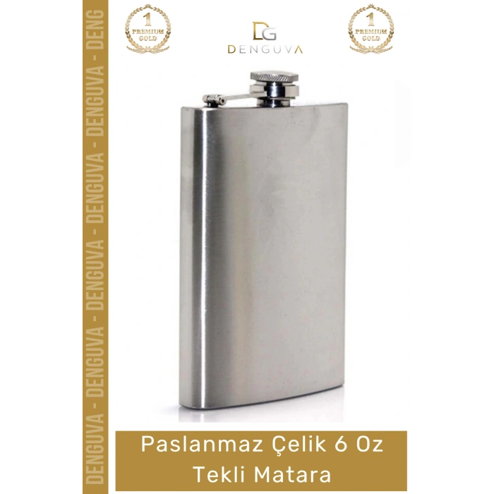 #Matara Paslanmaz Çelik Yerli Üretim Dayanıklı Konyak Viski 6 Oz Tekli İçecek Matara Şişesi