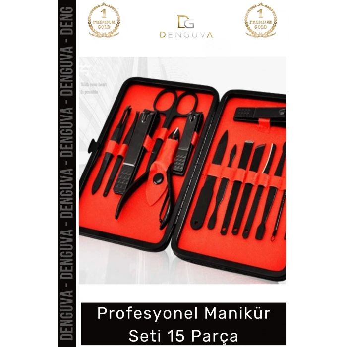 #ManikürSeti Paslanmaz Çelik Profesyonel Bakım Ayak El Yüz Tırnak Makası Pedikür Manikür Seti 15 Parça