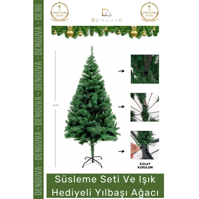 #NoelPaketi Lüks Dekoratif Kaliteli Plastik Ayaklı Sık Yapraklı Yeşil Canlı Yeni Yıl Noel Paketi 90 Cm 76 Dal