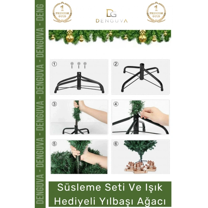 #NoelPaketi Lüks Dekoratif Kaliteli Plastik Ayaklı Sık Yapraklı Yeşil Canlı Yeni Yıl Noel Paketi 90 Cm 76 Dal
