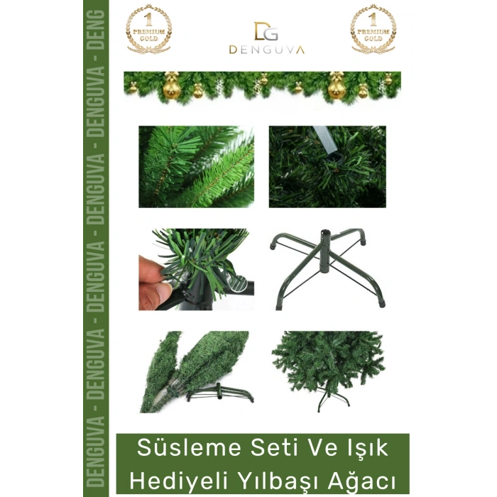#NoelPaketi Lüks Dekoratif Kaliteli Plastik Ayaklı Sık Yapraklı Yeşil Canlı Yeni Yıl Noel Paketi 90 Cm 76 Dal