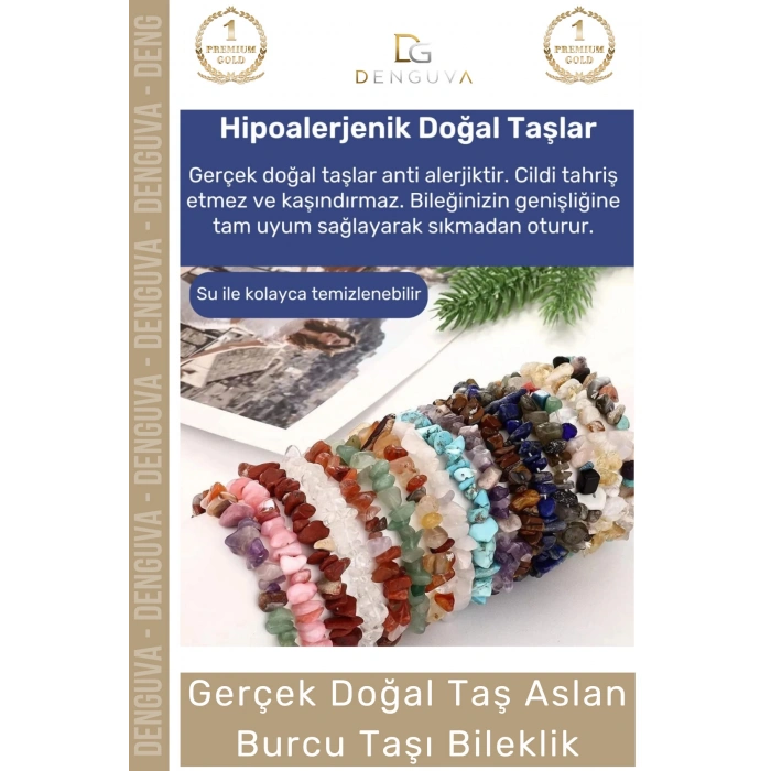 #Bileklik Doğal Taş Ayarlanabilir Su Geçirmez Hediye Tasarım Aslan Burçları Burç Unisex Bileklik