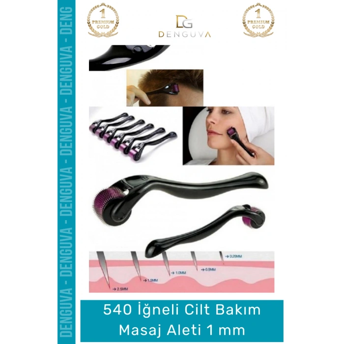 #MasajAleti 540 Titanyum İğneli Derma Roller Cilt Bakım Akne Leke Karşıtı Yenileme Masaj Aleti 1 mm
