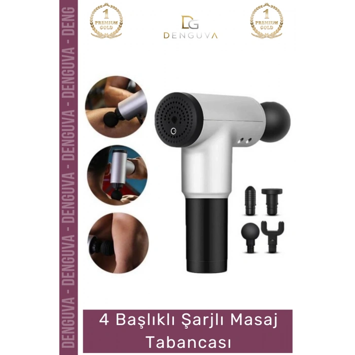 #MasajTabancası Profesyonel Sessiz Titreşimli 4 Başlıklı Taşınabilir Kas Gevşetici Şarjlı Masaj Tabancası