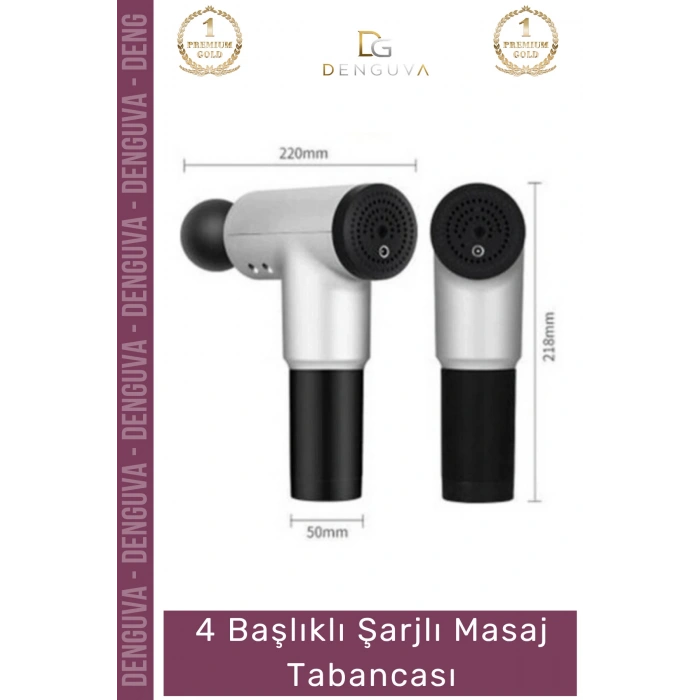 #MasajTabancası Profesyonel Sessiz Titreşimli 4 Başlıklı Taşınabilir Kas Gevşetici Şarjlı Masaj Tabancası