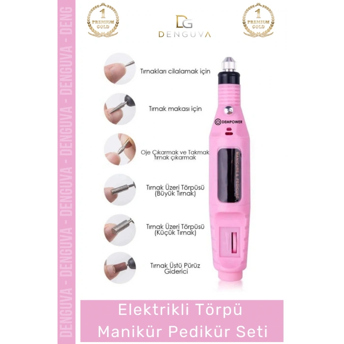Elektrikli 9V Tırnak Törpü Makinesi Profesyonel Mini El Motoru Takımı Manikür Pedikür Seti