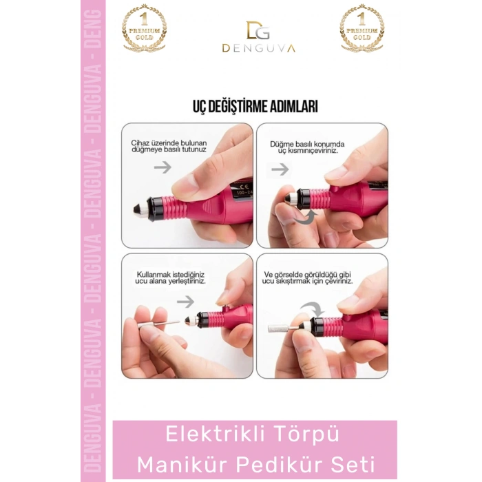 Elektrikli 9V Tırnak Törpü Makinesi Profesyonel Mini El Motoru Takımı Manikür Pedikür Seti
