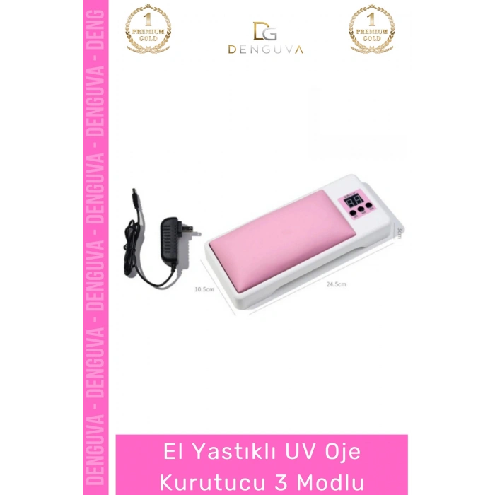 #OjeKurutucu Pembe Deri Kaplı Dijital Ekranlı Profesyonel Zaman Ayarlı Ergonomik Yastıklı UV Jel Oje Kurutucu