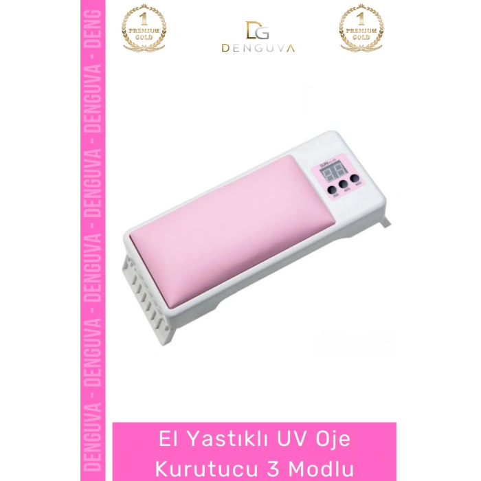 #OjeKurutucu Pembe Deri Kaplı Dijital Ekranlı Profesyonel Zaman Ayarlı Ergonomik Yastıklı UV Jel Oje Kurutucu