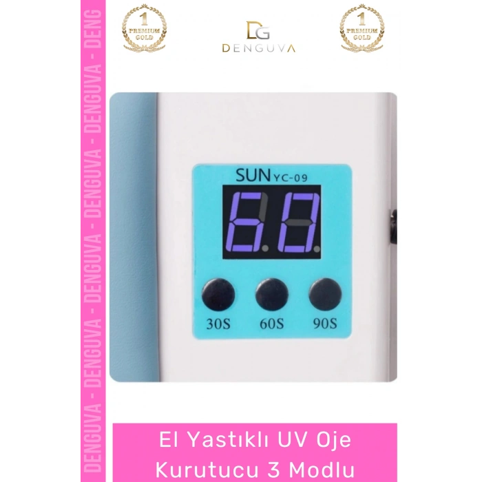 #OjeKurutucu Pembe Deri Kaplı Dijital Ekranlı Profesyonel Zaman Ayarlı Ergonomik Yastıklı UV Jel Oje Kurutucu