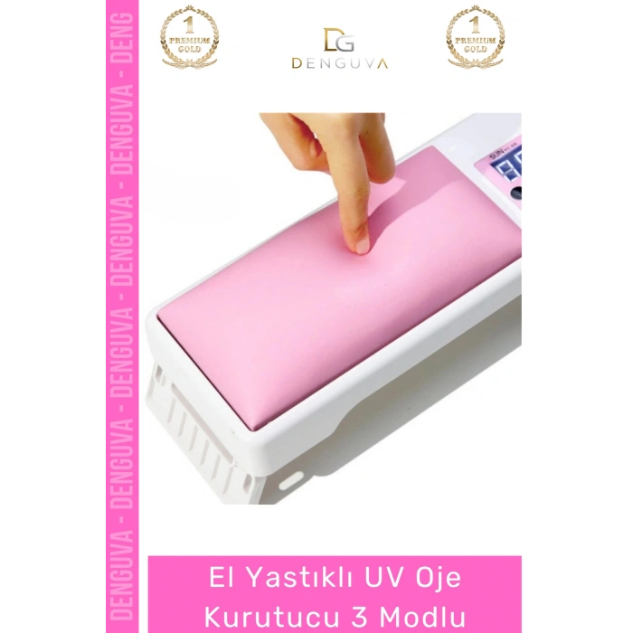 #OjeKurutucu Pembe Deri Kaplı Dijital Ekranlı Profesyonel Zaman Ayarlı Ergonomik Yastıklı UV Jel Oje Kurutucu