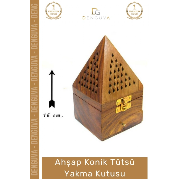 #TütsüKutusu Ahşap Piramit El Yapımı Çekmeceli Dekoratif Tasarım Hediyelik Konik Tütsü Yakma Kutusu