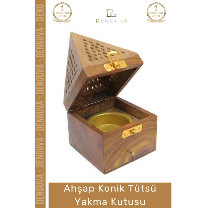 #TütsüKutusu Ahşap Piramit El Yapımı Çekmeceli Dekoratif Tasarım Hediyelik Konik Tütsü Yakma Kutusu