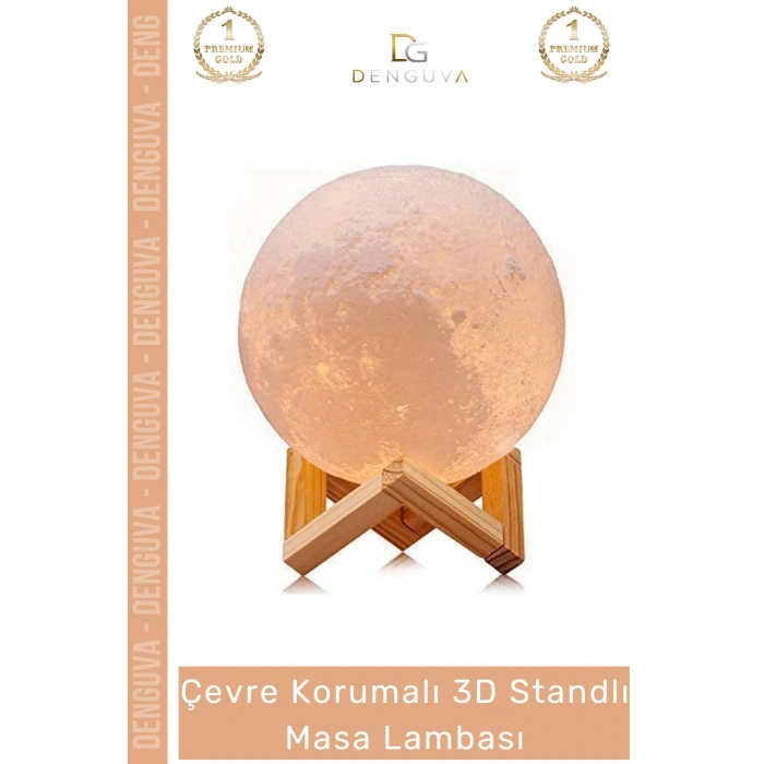 #LedIşık Dekoratif 3D Moonlight Standlı Pilli PLA Güvenli Çocuk Odası Modern Led Ay Gece Masa
