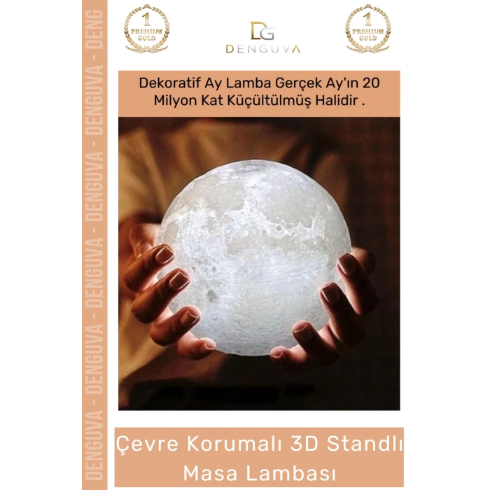 #LedIşık Dekoratif 3D Moonlight Standlı Pilli PLA Güvenli Çocuk Odası Modern Led Ay Gece Masa