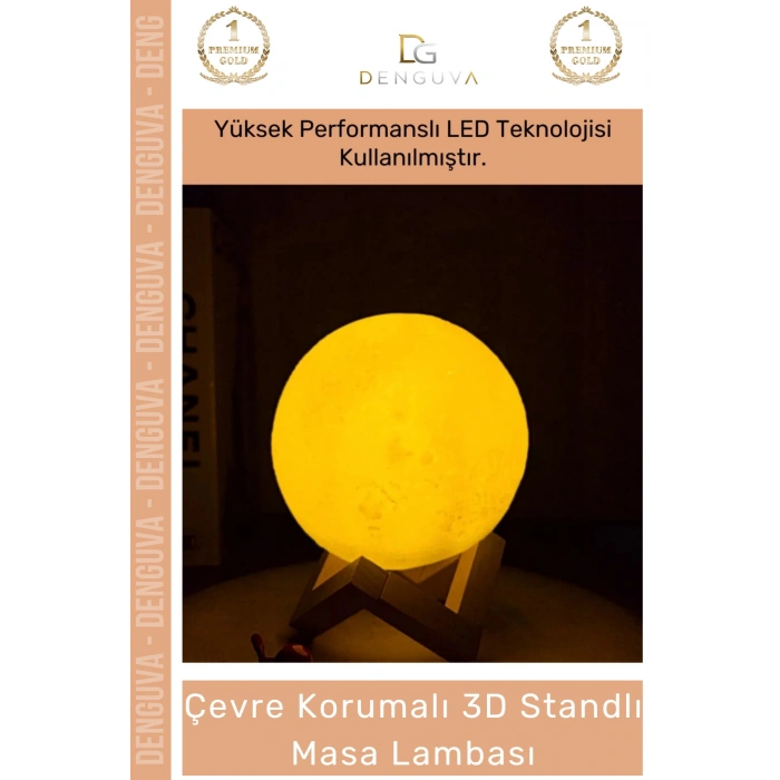 #LedIşık Dekoratif 3D Moonlight Standlı Pilli PLA Güvenli Çocuk Odası Modern Led Ay Gece Masa