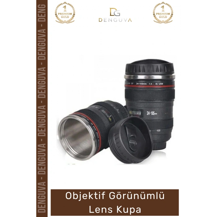 #LensBardak Paslanmaz Çelik Lens Tasarım Isı Yalıtımlı Siyah 300ml Objektif Çay Termos Mug Bardak