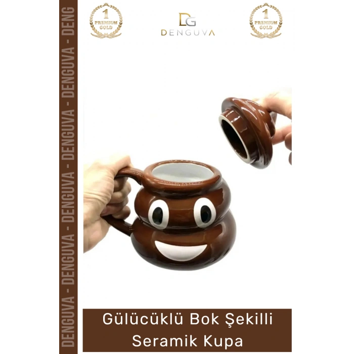 #EmojiKupa Seramik Tasarım Bok Kupa Gülücüklü Hediye Şaka Obje Eğlenceli 14 x 15 cm Emoji Bardak