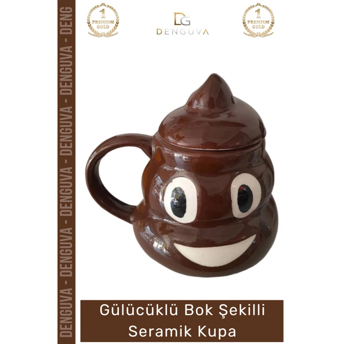 #EmojiKupa Seramik Tasarım Bok Kupa Gülücüklü Hediye Şaka Obje Eğlenceli 14 x 15 cm Emoji Bardak