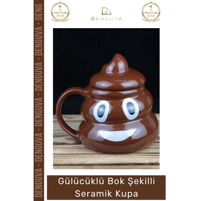 #EmojiKupa Seramik Tasarım Bok Kupa Gülücüklü Hediye Şaka Obje Eğlenceli 14 x 15 cm Emoji Bardak