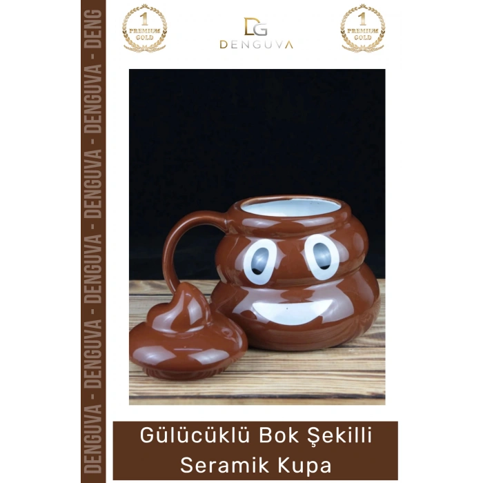 #EmojiKupa Seramik Tasarım Bok Kupa Gülücüklü Hediye Şaka Obje Eğlenceli 14 x 15 cm Emoji Bardak